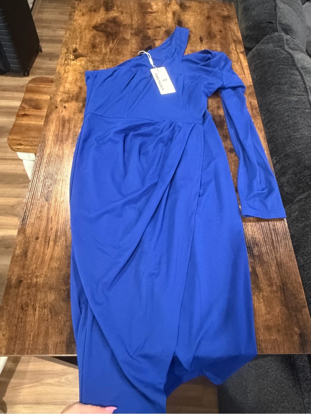 One-Shoulder Royal Blue Women’s Dress -